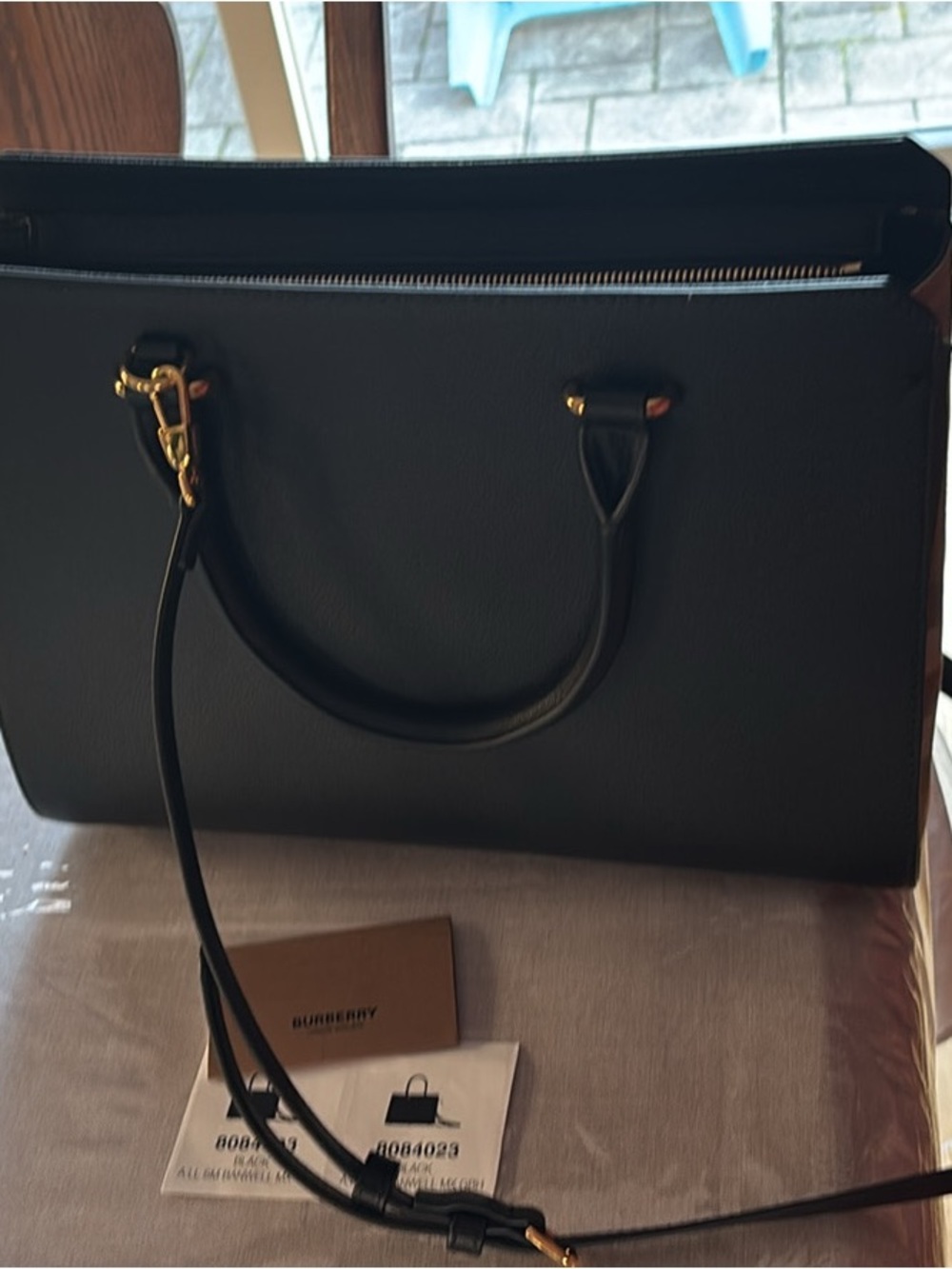 Burberry Black Leather Shoulder Bag with Gold Hardware